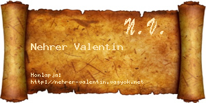 Nehrer Valentin névjegykártya